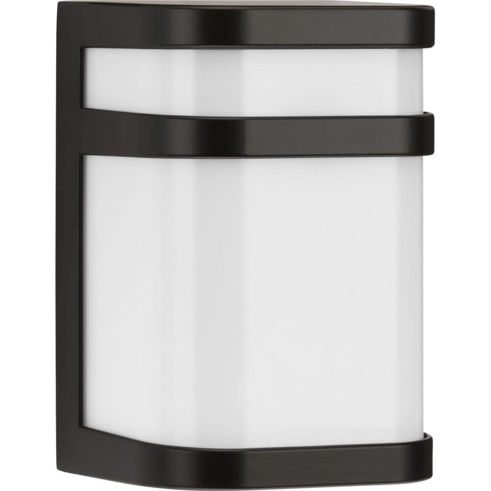 image:imageProgress Lighting Valera LED Collection 1Light Matte White Acrylic Shade Modern Outdoor Small Wall Lantern Light Brushed NickelBronze