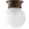 Progress Lighting 1 Light Ceiling Light, 6-Inch Glass Globe Flush Mount Ceiling Lighting Fixture, Dimmable, White Glass, Brushed Nickel (P3401-09)(Antique Bronze)