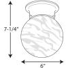 Progress Lighting 1 Light Ceiling Light, 6-Inch Glass Globe Flush Mount Ceiling Lighting Fixture, Dimmable, White Glass, Brushed Nickel (P3401-09)(Antique Bronze)