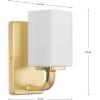 Progress Lighting Cowan Collection 4 3/4 in. 1-Light Vintage Brass Vanity Light Etched Glass Modern Bath(Brass)