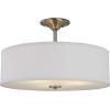 Progress Lighting Inspire Collection 3-Light Ceiling Light, Semi Flush Mount Ceiling Light Fixture with Summer Linen Light Shade for Interior Kitchen Lights, Hallway, 18″ by 11.5″, Satin Brass(Brushed Nickel with Summer Linen Shade)