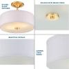 Progress Lighting Inspire Collection 3-Light Ceiling Light, Semi Flush Mount Ceiling Light Fixture with Summer Linen Light Shade for Interior Kitchen Lights, Hallway, 18″ by 11.5″, Satin Brass(Satin Brass with New Traditional Shade)