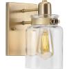 Progress Lighting P300045-163 Calhoun Collection Clear Glass Farmhouse Bath Vanity Light, 1 Light, Vintage Brass(Vintage Brass)
