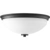 Progress Lighting Replay Collection 2-Light Ceiling Light, Flush Mount Ceiling Light Fixture for Interior Kitchen Lights, Hallway, Bedroom, Living Room, 14-Inch by 5-3/4-Inch, Polished Nickel(Textured Black)