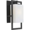 Jack Collection 1-Light Etched Umber Flax Glass Craftsman Outdoor Sconce Wall Light Antique Bronze(Black)