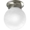 Progress Lighting 1 Light Ceiling Light, 6-Inch Glass Globe Flush Mount Ceiling Lighting Fixture, Dimmable, White Glass, Brushed Nickel (P3401-09)(Brushed Nickel)