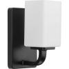 Progress Lighting Cowan Collection 4 3/4 in. 1-Light Vintage Brass Vanity Light Etched Glass Modern Bath(Black)