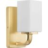 Progress Lighting Cowan Collection 4 3/4 in. 1-Light Vintage Brass Vanity Light Etched Glass Modern Bath(Brass)