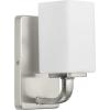 Progress Lighting Cowan Collection 4 3/4 in. 1-Light Vintage Brass Vanity Light Etched Glass Modern Bath(Nickel)