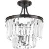 Progress Lighting Glimmer 3 Light 13 inch Semi-Flush Mount Convertible Ceiling Light, Antique Bronze, P2325-20, Design Series(Antique Bronze)