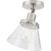 Progress Lighting Hinton Collection 1-Light Seeded Glass Brushed Nickel Industrial Flush Mount Ceiling Light, 10.00×8.00×8.00