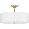 Progress Lighting Inspire Collection 3-Light Ceiling Light, Semi Flush Mount Ceiling Light Fixture with Summer Linen Light Shade for Interior Kitchen Lights, Hallway, 18″ by 11.5″, Satin Brass(Satin Brass with Summer Linen Shade)