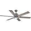 Progress Lighting P2586-8130K Protruding Mount, 6 Walnut/Driftwood Blades Ceiling fan with 17 watts light, Antique Nickel