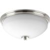 Progress Lighting Replay Collection 2-Light Ceiling Light, Flush Mount Ceiling Light Fixture for Interior Kitchen Lights, Hallway, Bedroom, Living Room, 14-Inch by 5-3/4-Inch, Polished Nickel(Brushed Nickel)
