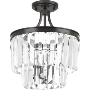Progress Lighting Glimmer 3 Light 13 inch Semi-Flush Mount Convertible Ceiling Light, Antique Bronze, P2325-20, Design Series(Antique Bronze)