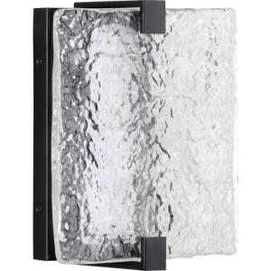 Progress Lighting LED Stone Glass Sconce Collection Brushed Nickel ADA Wall Sconce, 8.50×8.00×8.00(Black)