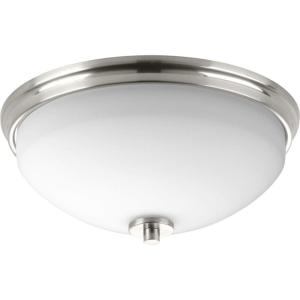 Progress Lighting Replay Collection 2-Light Ceiling Light, Flush Mount Ceiling Light Fixture for Interior Kitchen Lights, Hallway, Bedroom, Living Room, 14-Inch by 5-3/4-Inch, Polished Nickel(Brushed Nickel)