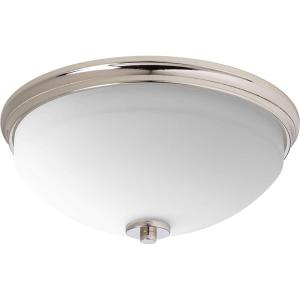 Progress Lighting Replay Collection 2-Light Ceiling Light, Flush Mount Ceiling Light Fixture for Interior Kitchen Lights, Hallway, Bedroom, Living Room, 14-Inch by 5-3/4-Inch, Polished Nickel(Polished Nickel)