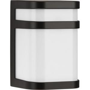Progress Lighting Valera LED Collection 1-Light Matte White Acrylic Shade Modern Outdoor Small Wall Lantern Light Brushed Nickel(Bronze)
