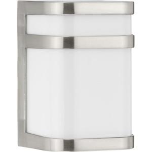 Progress Lighting Valera LED Collection 1-Light Matte White Acrylic Shade Modern Outdoor Small Wall Lantern Light Brushed Nickel(Nickel)