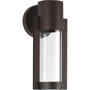 Progress Lighting Z-1030 LED Collection 1-Light Clear Glass Modern Outdoor Small Wall Lantern Light Textured Black, 12.00×5.13×5.13(Bronze)