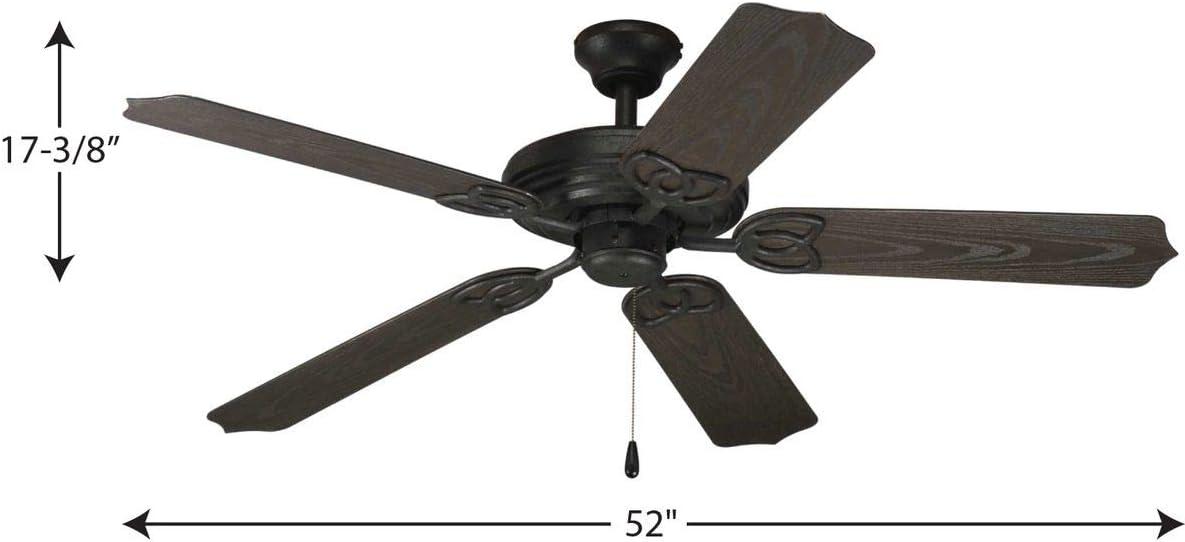 image:imageProgress Lighting AirPro Collection 52 FiveBlade IndoorOutdoor Ceiling FanBlack