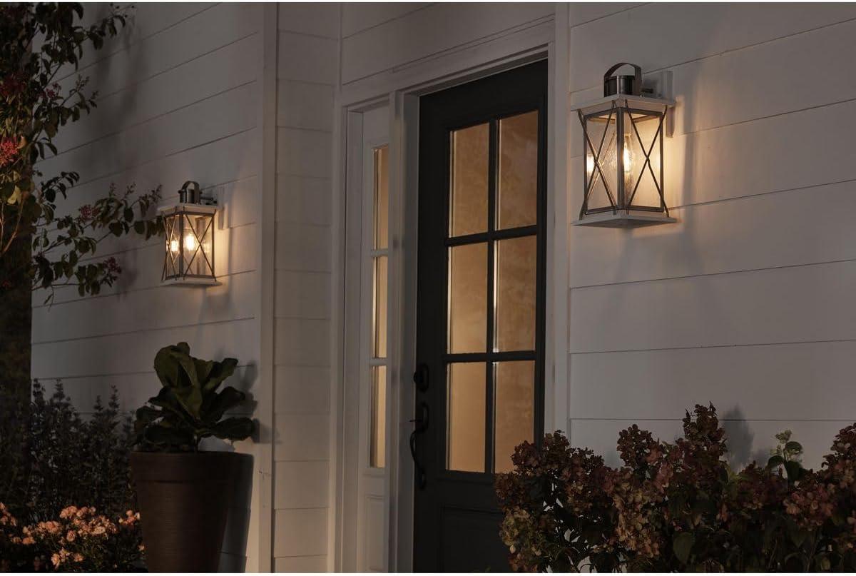 image:imageProgress Lighting Barlowe Collection 1Light Clear Seeded Glass Farmhouse Outdoor Medium Wall Lantern Light Stainless Steel