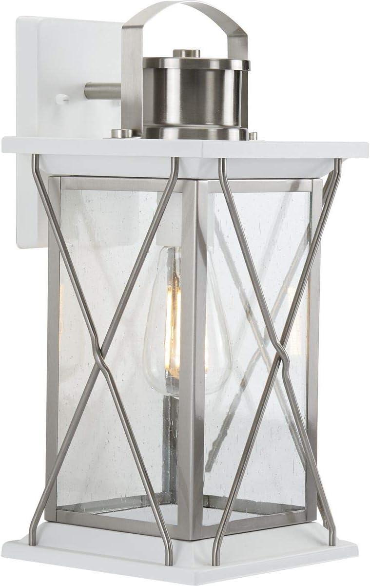 image:imageProgress Lighting Barlowe Collection 1Light Clear Seeded Glass Farmhouse Outdoor Medium Wall Lantern Light Stainless Steel