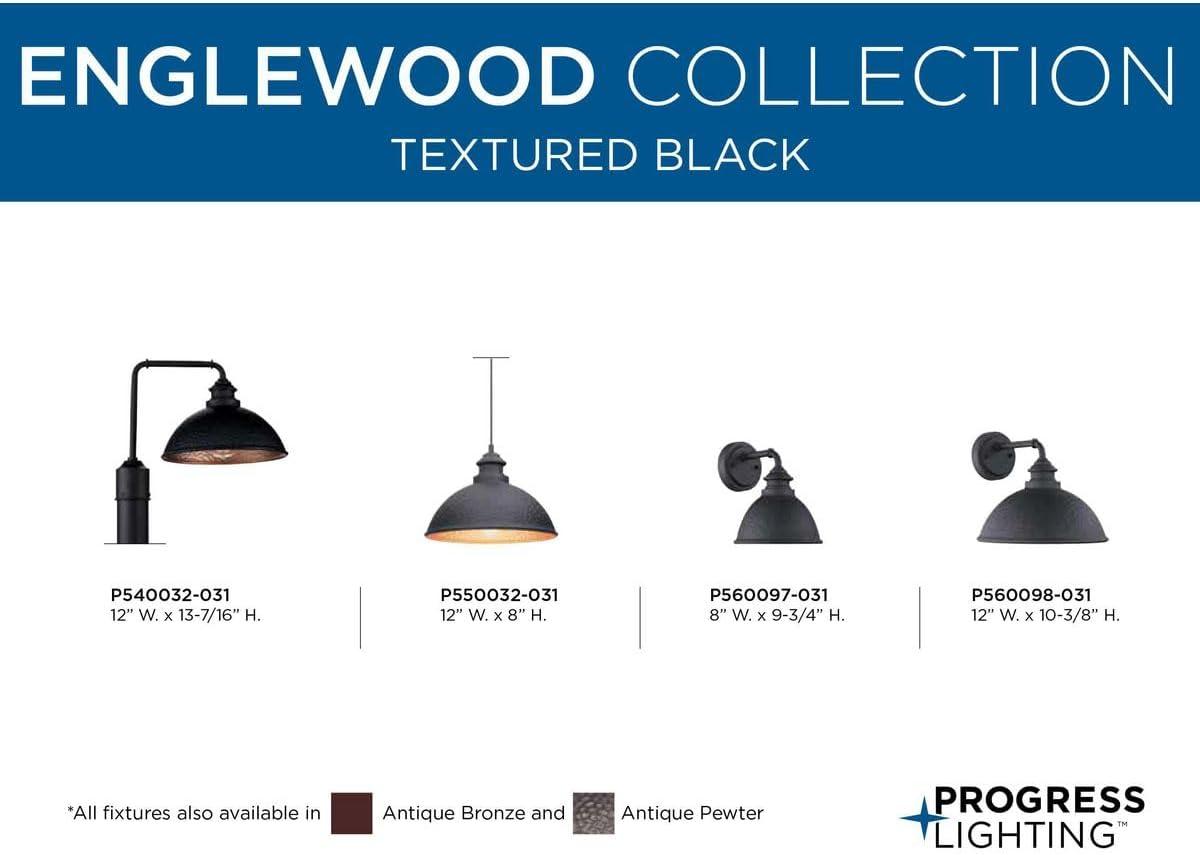 image:imageProgress Lighting Englewood Collection 1Light Farmhouse Outdoor Medium Wall Lantern Light Textured Black 1038x1200x1200Black