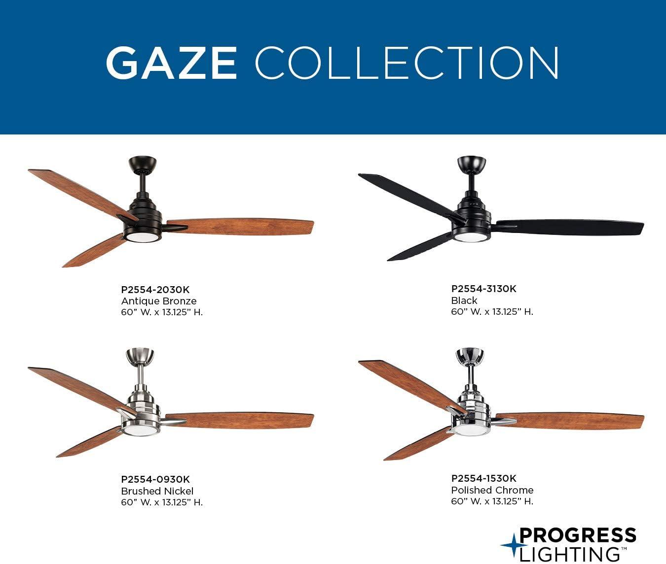 image:imageProgress Lighting Gaze Collection 60 LED ThreeBlade Ceiling FanNickel