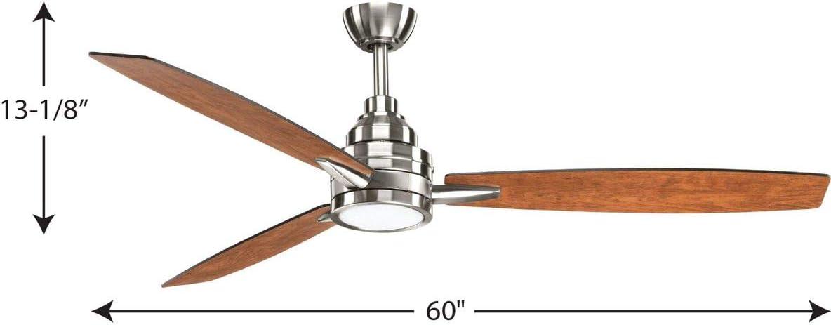 image:imageProgress Lighting Gaze Collection 60 LED ThreeBlade Ceiling FanNickel