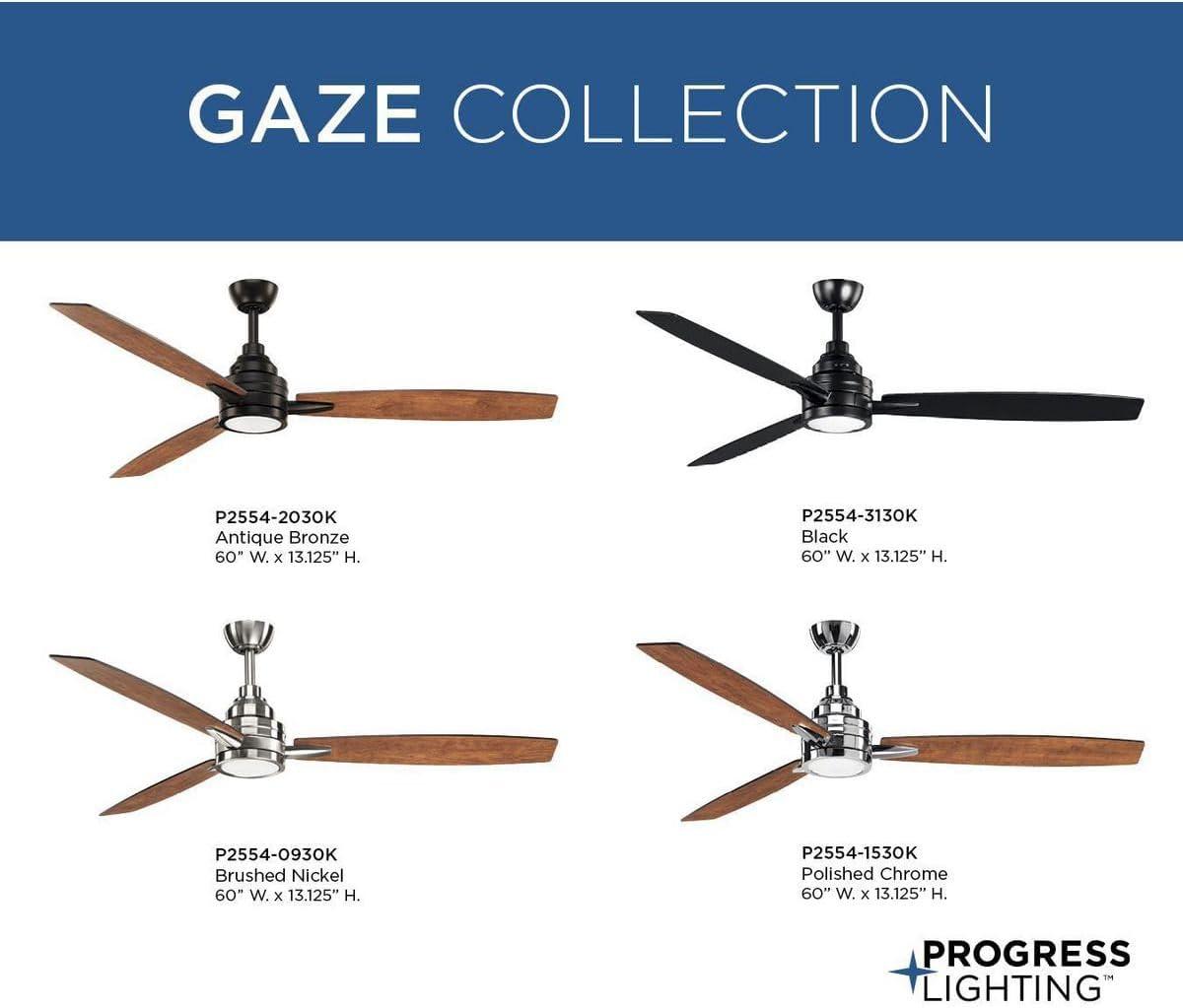 image:imageProgress Lighting Gaze Collection 60 LED ThreeBlade Ceiling FanPolished Chrome