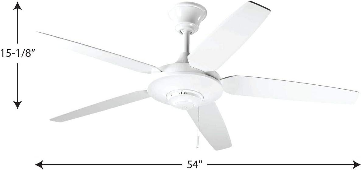 image:imageProgress Lighting P253020 54Inch 5 Blade Fan with Reversible Medium CherryClassic Walnut Blades Antique BronzeWhite