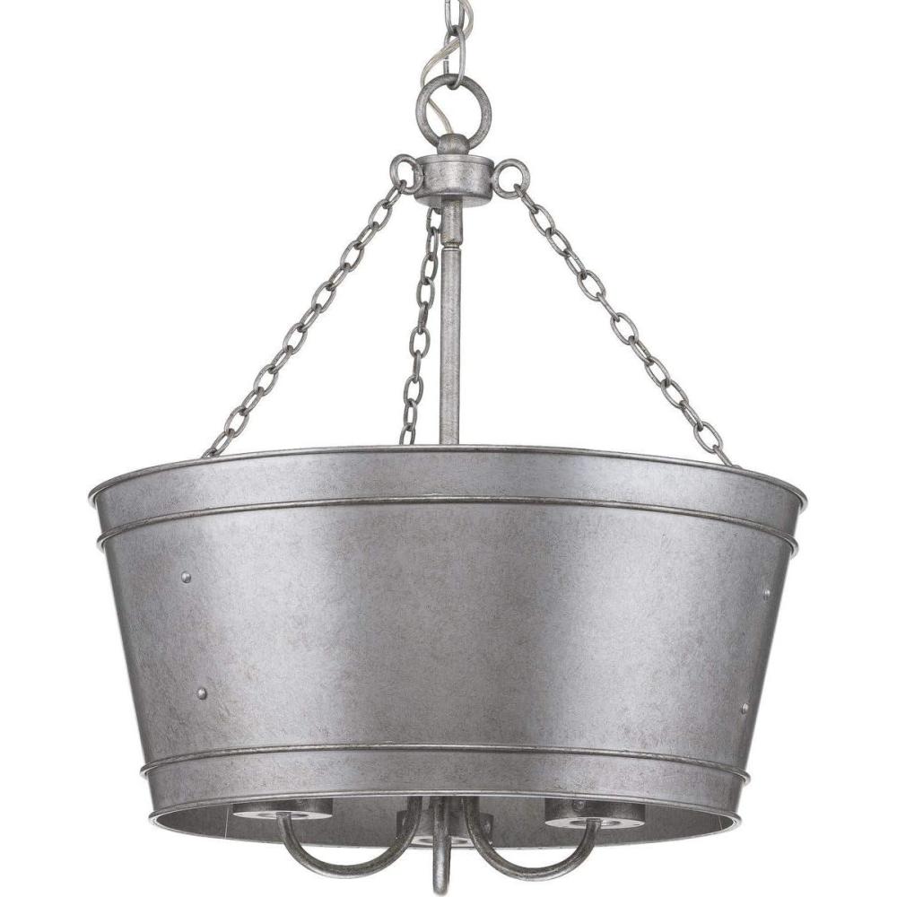 image:imageProgress Lighting Galveston Collection 3Light Clear Seeded Glass Farmhouse Indoor Pendant Light GalvanizedGray