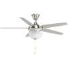 Progress Lighting P2530-20 54-Inch 5 Blade Fan with Reversible Medium Cherry/Classic Walnut Blades, Antique Bronze(Brushed Nickel)