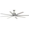 Progress Lighting Vast Collection 72-Inch 8-Blade Gray Modern Ceiling Fan, Nickel(Nickel)