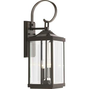 Gibbes Street Collection 2-Light Clear Beveled Glass New Traditional Outdoor Medium Wall Lantern Light Antique Bronze(Two Light)