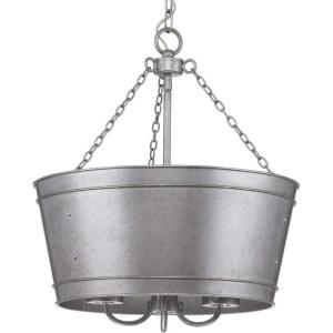 Progress Lighting Galveston Collection 3-Light Clear Seeded Glass Farmhouse Indoor Pendant Light Galvanized(Gray)
