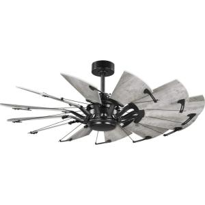Progress Lighting P250000-129 Springer Collection DC Motor Windmill Farmhouse, 60-Inch, 12-Blade Ceiling Fan, Architectural Bronze(Matte Black)