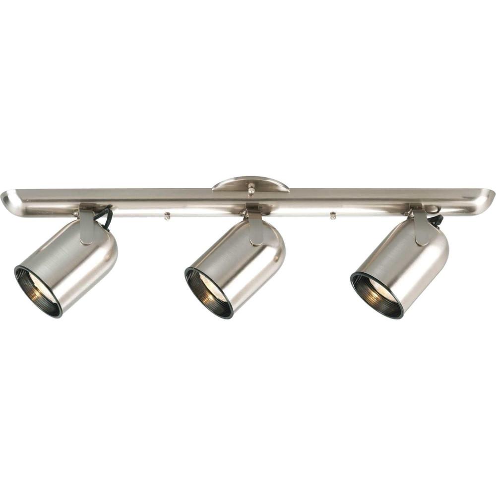 image:imageProgress Lighting 3Light Indoor Ceiling Light and Wall Sconce Roundback Track Lighting and Spotlight 3 Adjustable Track Heads 50W Halogen Flush Mount Ceiling Light White P616030Brushed Nickel