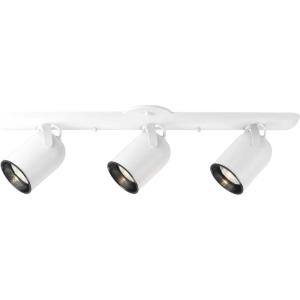 Progress Lighting 3-Light Indoor Ceiling Light and Wall Sconce, Roundback Track Lighting and Spotlight, 3 Adjustable Track Heads, 50W Halogen Flush Mount Ceiling Light, White (P6160-30)(White)