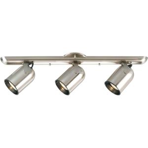 Progress Lighting 3-Light Indoor Ceiling Light and Wall Sconce, Roundback Track Lighting and Spotlight, 3 Adjustable Track Heads, 50W Halogen Flush Mount Ceiling Light, White (P6160-30)(Brushed Nickel)