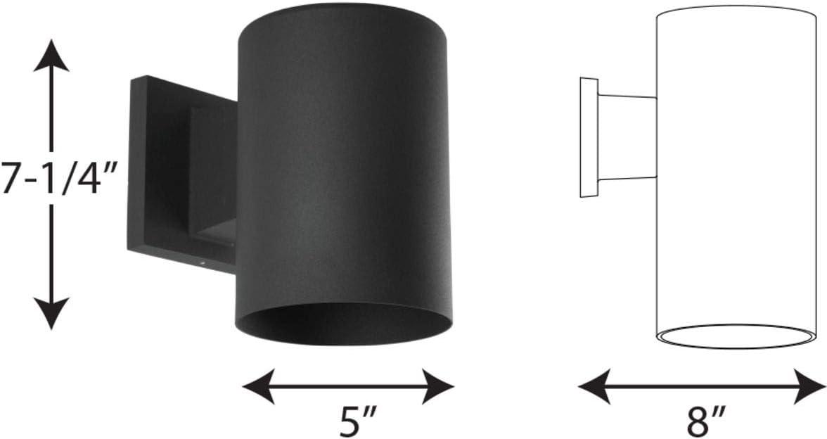 image:imageProgress Lighting 5Inch Cylinder Outdoor LED Wall Sconce 1Light Modern Wall Mount LED Light Interior and Exterior Lighting for Home or Porch Aluminum Black P56743130K