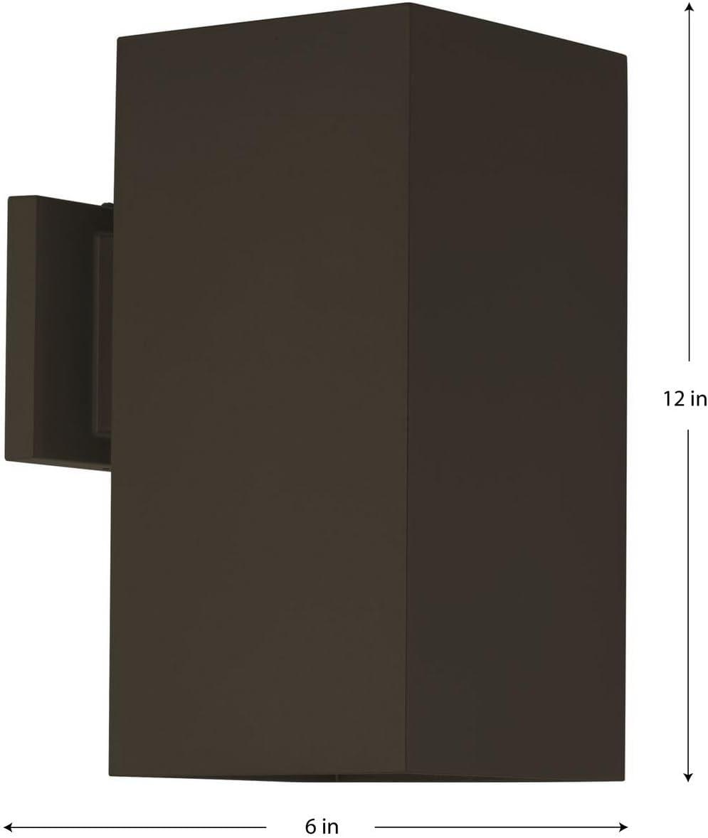 image:imageProgress Lighting 6Inch Square Cylinder Outdoor LED Wall Sconce 1Light Modern Wall Mount LED Light Interior and Exterior Lighting for Home or Porch Aluminum White P56433030KAntique Bronze