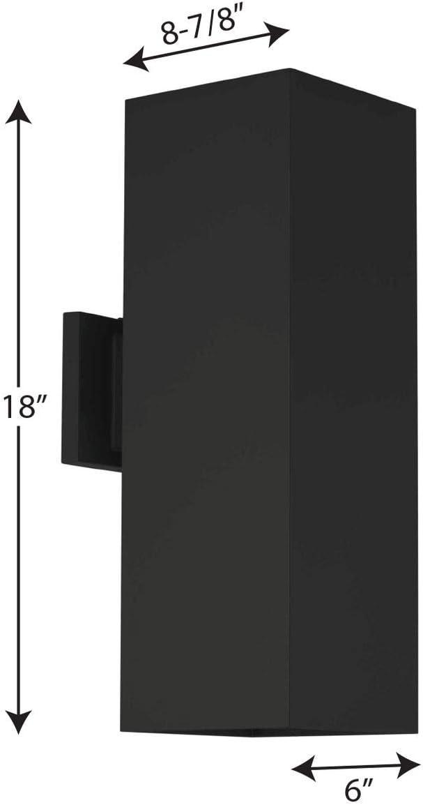 image:imageProgress Lighting 6Inch Square Cylinder Outdoor LED Wall Sconce 2Light Modern Wall Mount LED Up and Down Lights Interior and Exterior Lighting for Home or Porch Aluminum White P56443030KBlack