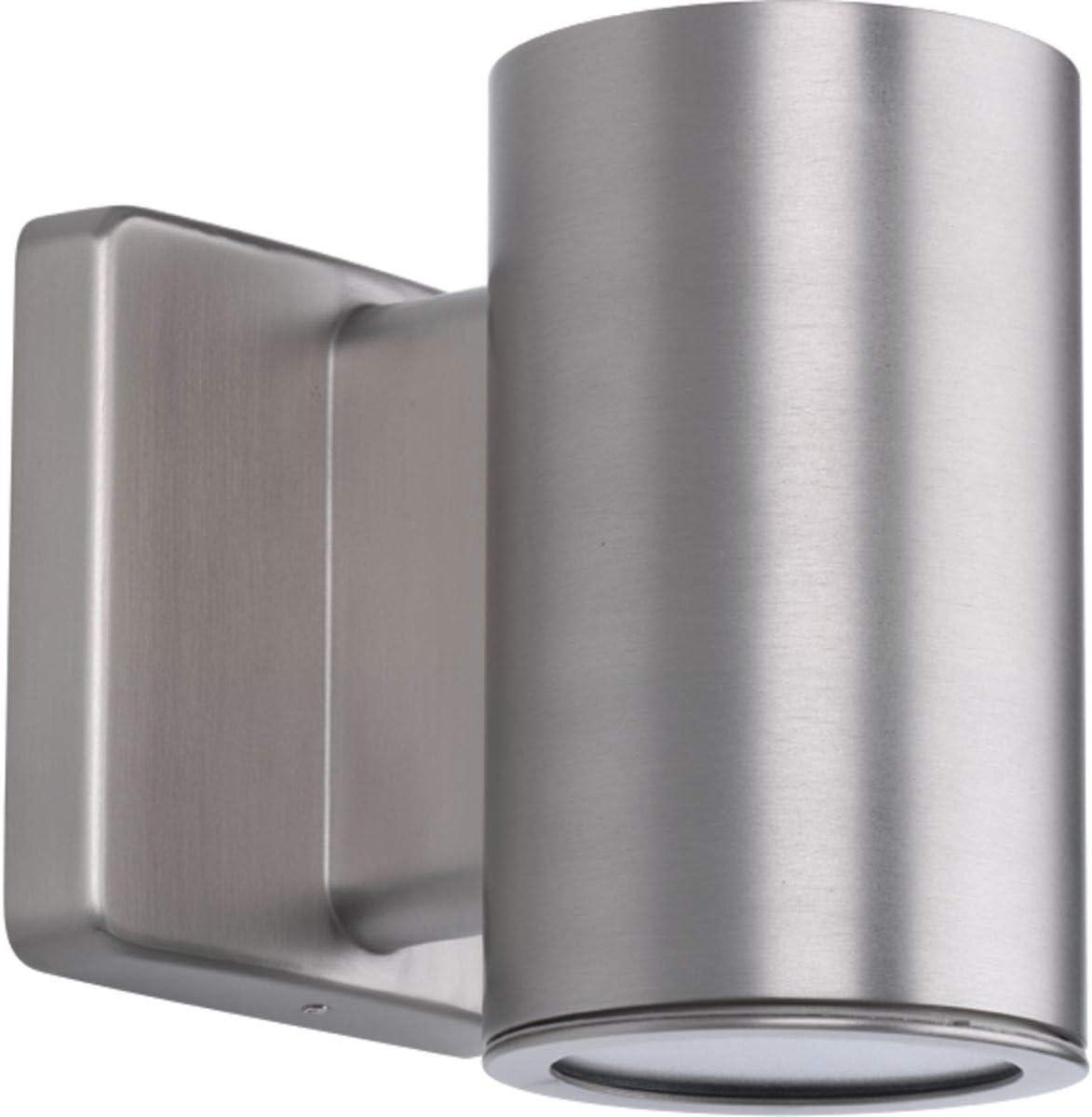 image:imageProgress Lighting P56300114730K Cylinders Collection 3 LED Modern Outdoor Small UpDown Wall Lantern Light 313 Inch Diameter Satin NickelSatin Nickel