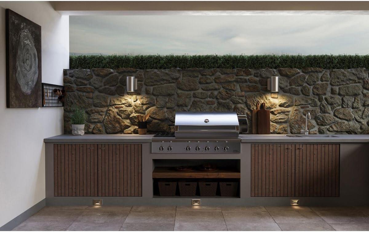 image:imageProgress Lighting P56300114730K Cylinders Collection 3 LED Modern Outdoor Small UpDown Wall Lantern Light 313 Inch Diameter Satin NickelSatin Nickel