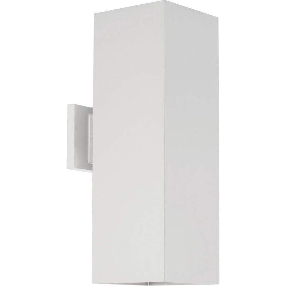 image:imageProgress Lighting 6Inch Square Cylinder Outdoor LED Wall Sconce 2Light Modern Wall Mount LED Up and Down Lights Interior and Exterior Lighting for Home or Porch Aluminum White P56443030KWhite
