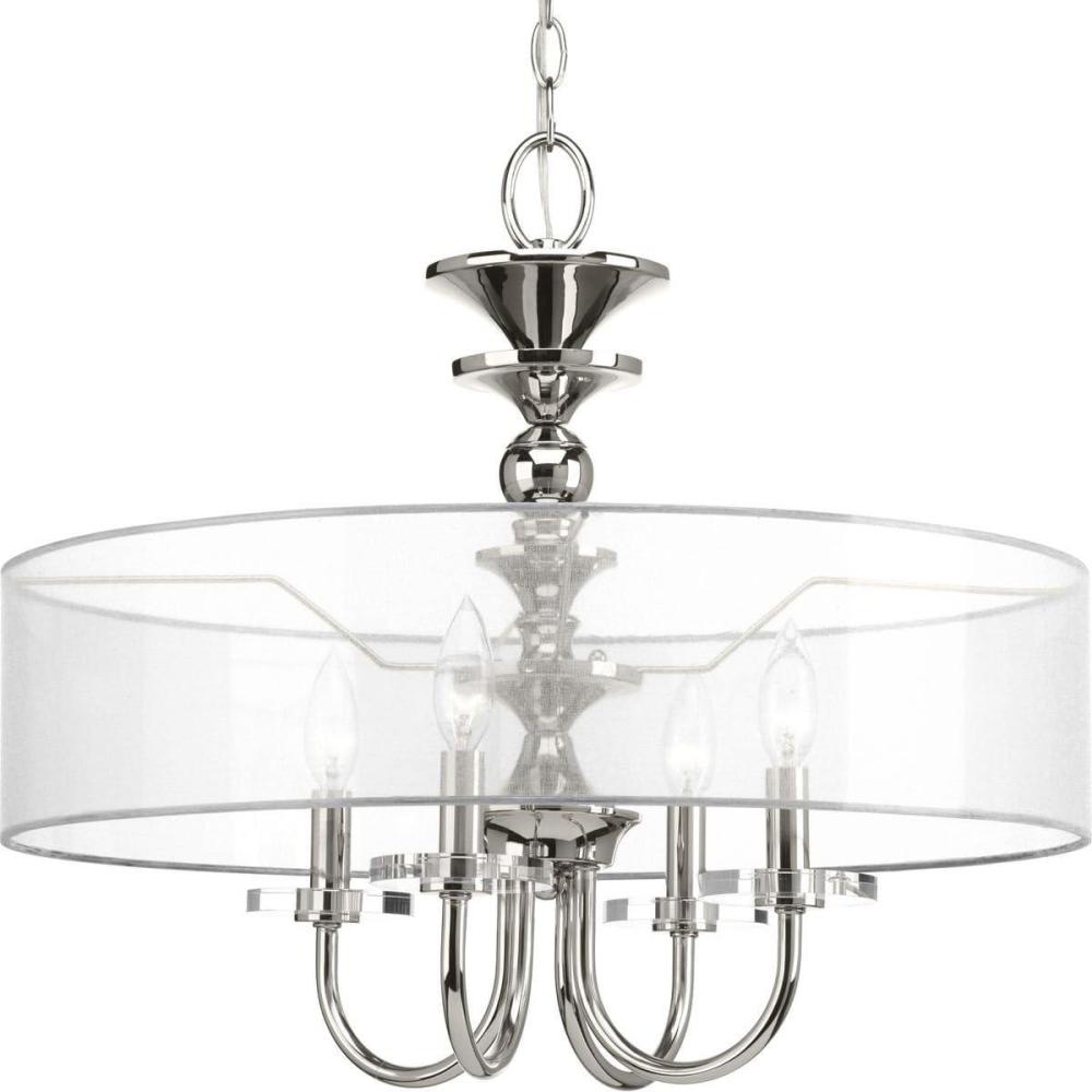 image:imageProgress Lighting Glimmer Collection 5Light Silver Ridge Clear Glass Luxe Pendant Light