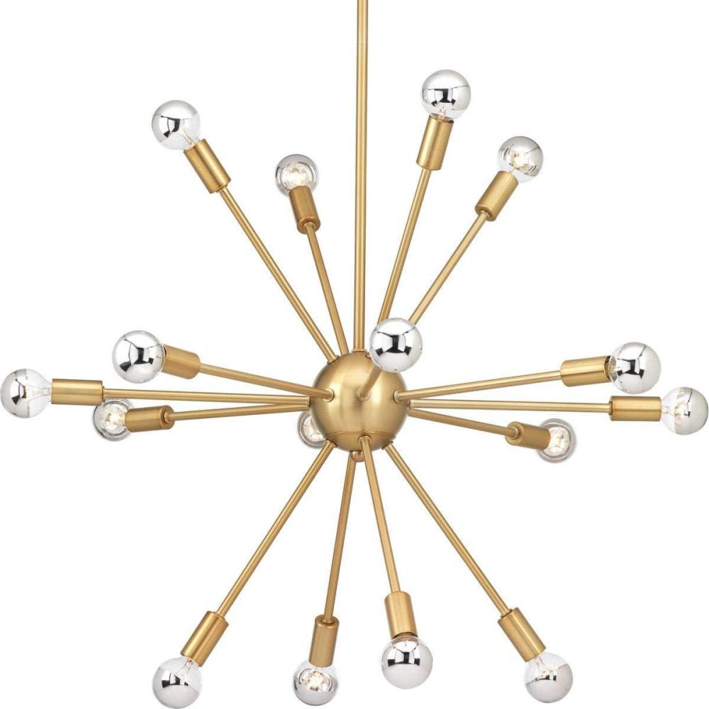 image:imageProgress Lighting Ion Collection 16Light MidCentury Modern Chandelier Light Polished NickelBrushed Bronze